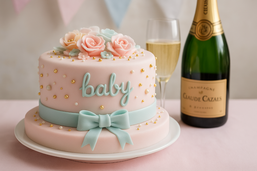 Gâteau Baby Shower chic : recette élégante  champagne Claude Cazals pour célébrer