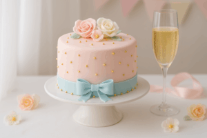 Gateau baby shower chic au champagne Claude Cazals
